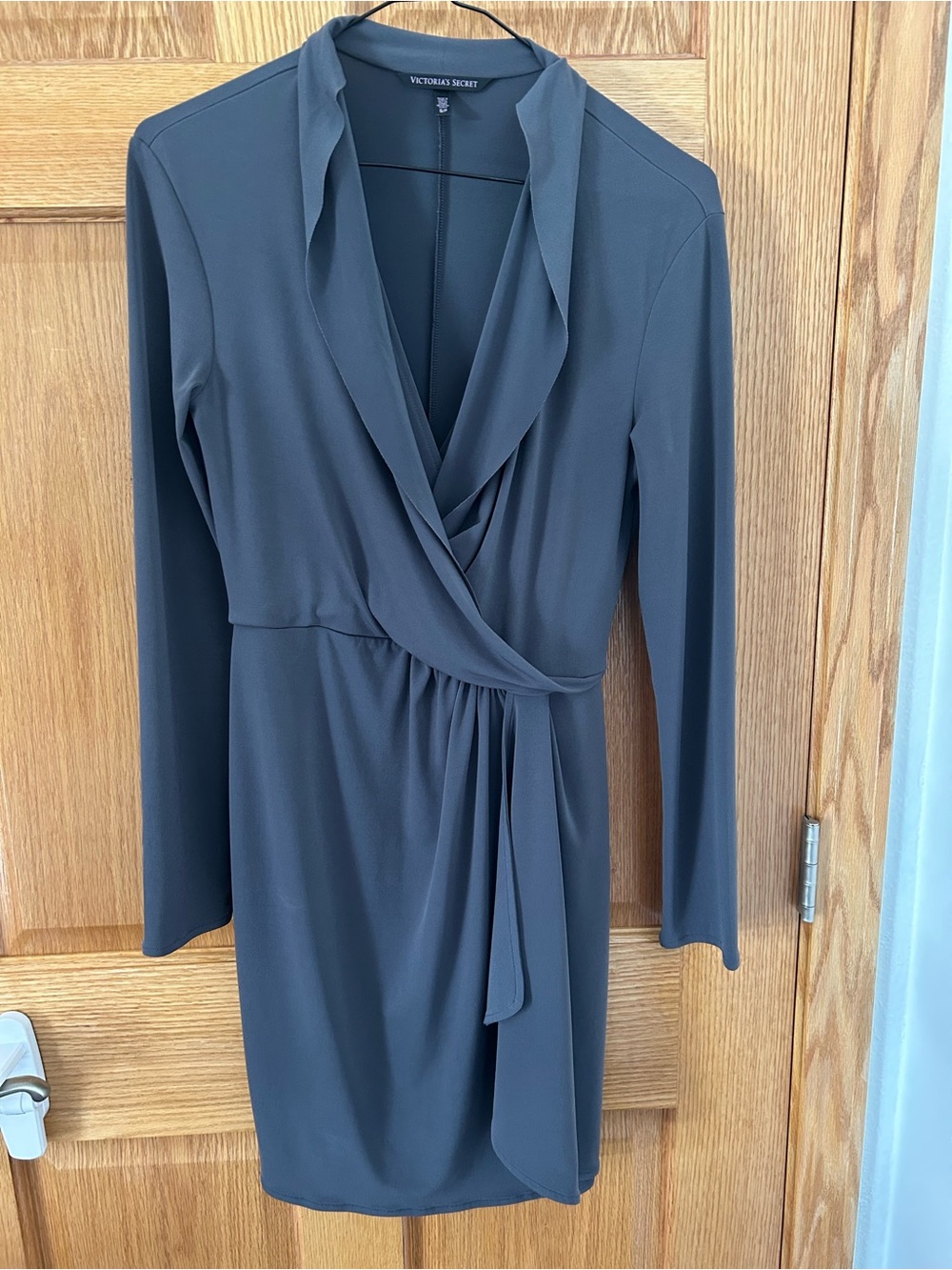 Victoria's Secret Dark Charcoal Wrap-Style Long Sleeve Dress